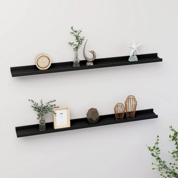 Schwarze Wandregale Depe 100x9x3cm (2 Stk.)