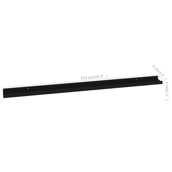 Schwarze Wandregale Depe 115x9x3cm (2 St.)