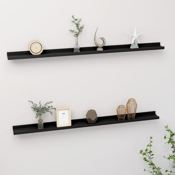 Schwarze Wandregale Depe 115x9x3cm (2 St.)