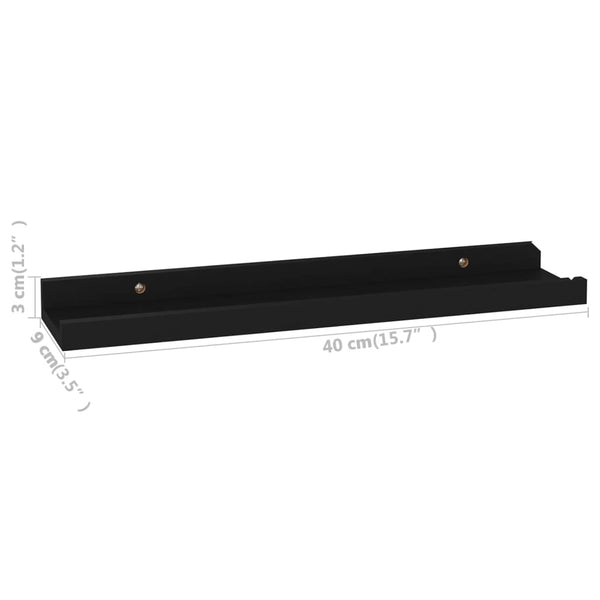 Schwarze Wandregale Depe 40x9x3cm (4 Stk.)