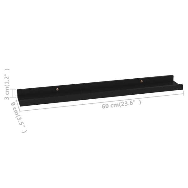 Schwarze Wandregale Depe 60x9x3cm (4 Stk.)