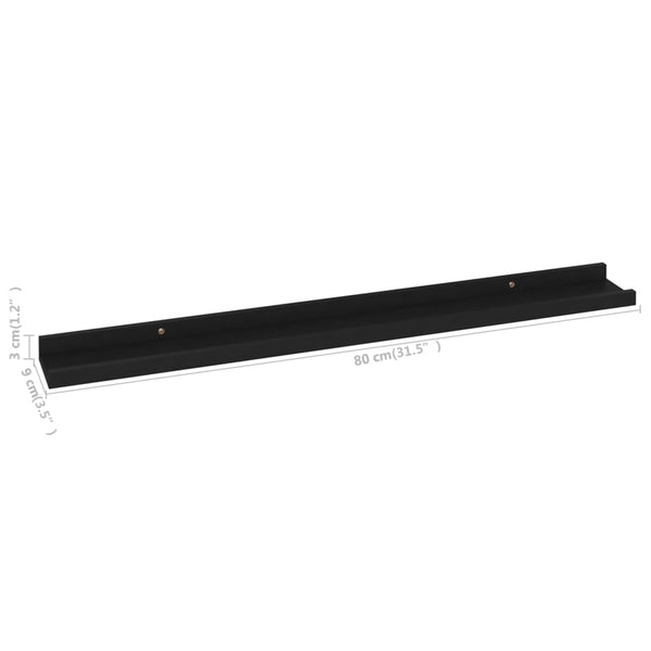 Wandregal Depe Schwarz 80x9x3cm (4 Stück)