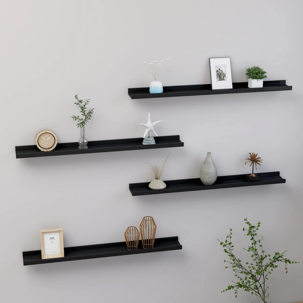 Wandregal Depe Schwarz 80x9x3cm (4 Stück)