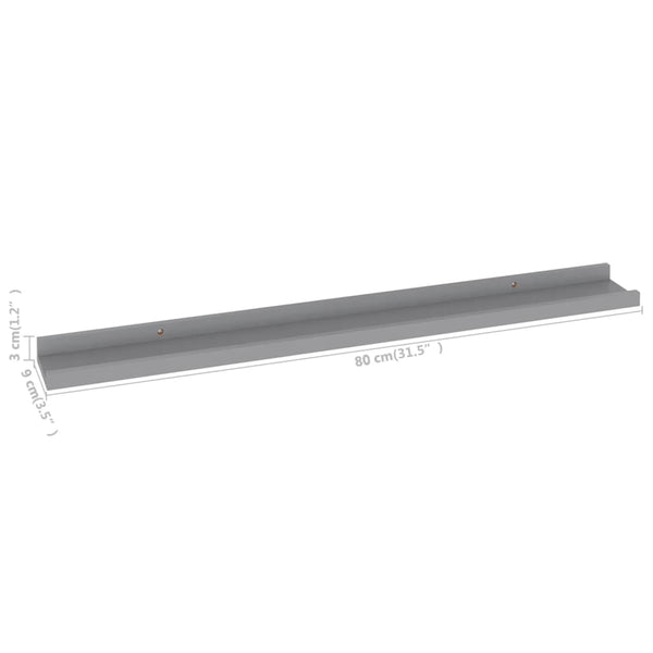 Graue Wandregale Depe 80x9x3cm (4 Stück)