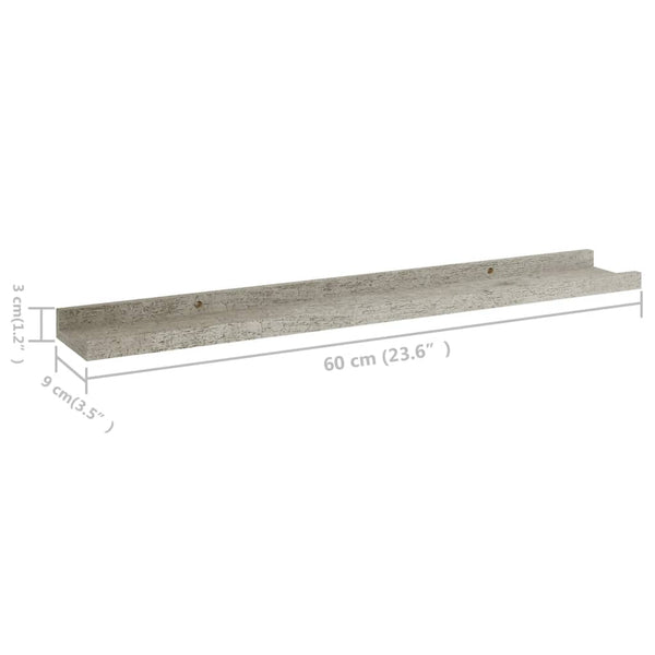 Betongraue Wandregale Depe 60x9x3cm (4 Stück)