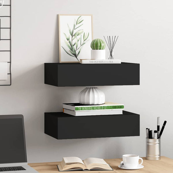 Schwarze Wandregale Czank 40x23,5x10cm (2 Stück MDF)