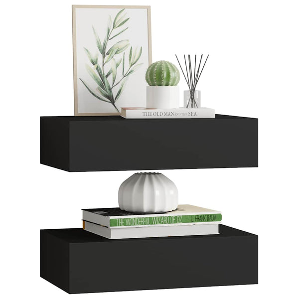 Schwarze Wandregale Czank 40x23,5x10cm (2 Stück MDF)