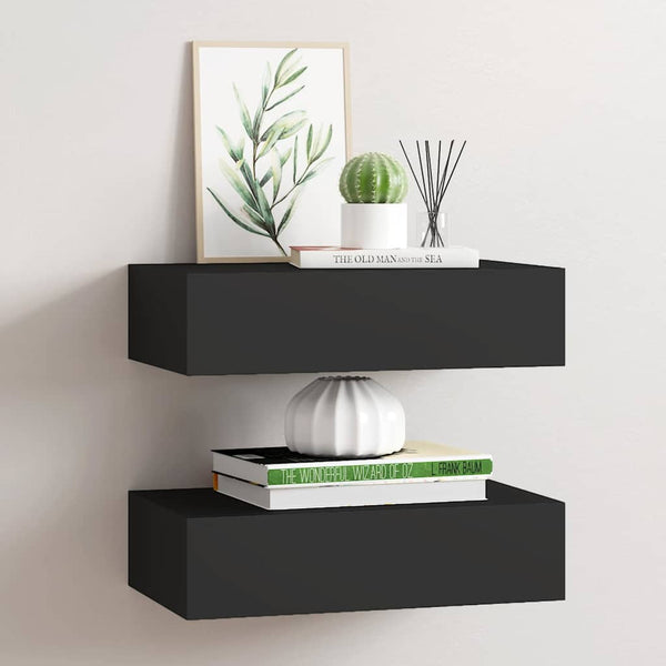 Schwarze Wandregale Czank 40x23,5x10cm (2 Stück MDF)