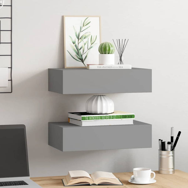 Graues Wandkastenregal Czank 40x23,5x10cm (2 Stück MDF)