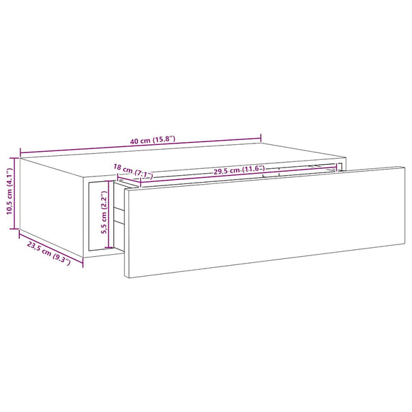 Wandregal Eiche Czank 40x23,5x10cm (MDF)