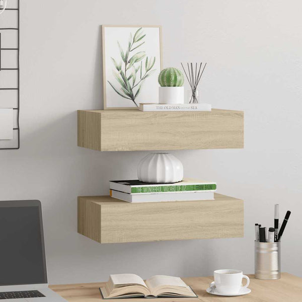Eiche Wandkastenregale Czank 40x23,5x10cm (2 Stück MDF)