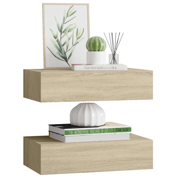 Eiche Wandkastenregale Czank 40x23,5x10cm (2 Stück MDF)