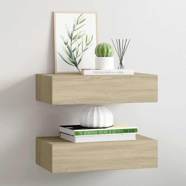 Eiche Wandkastenregale Czank 40x23,5x10cm (2 Stück MDF)