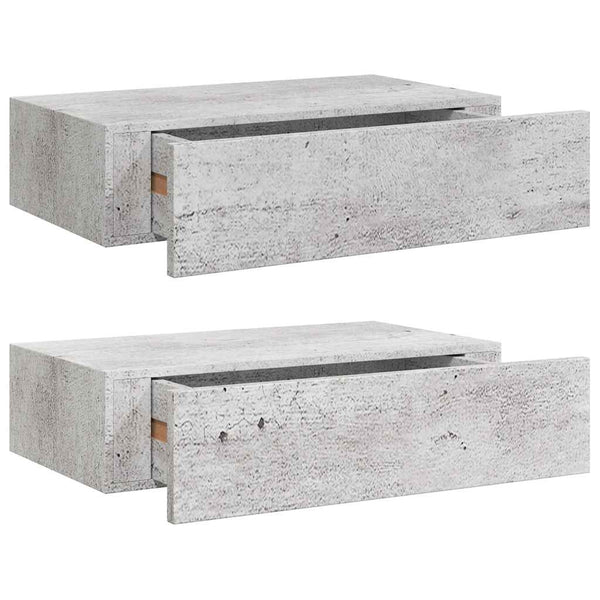 Wandregale Czank aus Beton in Grau 40x23,5x10cm (2 Stück MDF)