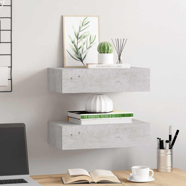 Wandregale Czank aus Beton in Grau 40x23,5x10cm (2 Stück MDF)