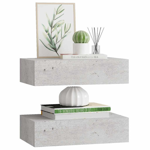 Wandregale Czank aus Beton in Grau 40x23,5x10cm (2 Stück MDF)