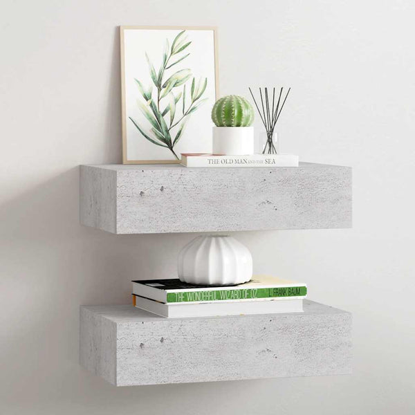 Wandregale Czank aus Beton in Grau 40x23,5x10cm (2 Stück MDF)