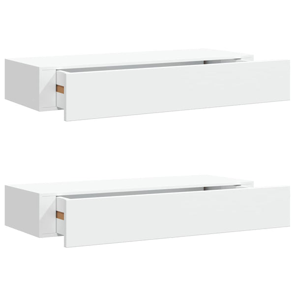 Czank 60x23,5x10cm weißes Wandregal (2 Stück MDF)