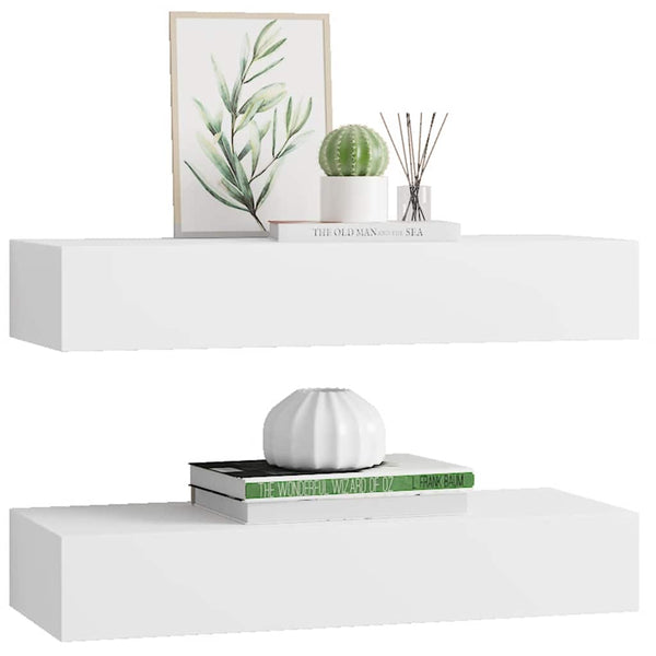 Czank 60x23,5x10cm weißes Wandregal (2 Stück MDF)