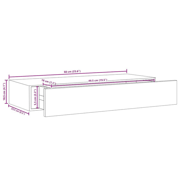 Schwarze Wandregale Czank 60x23,5x10cm (2 Stk. MDF)