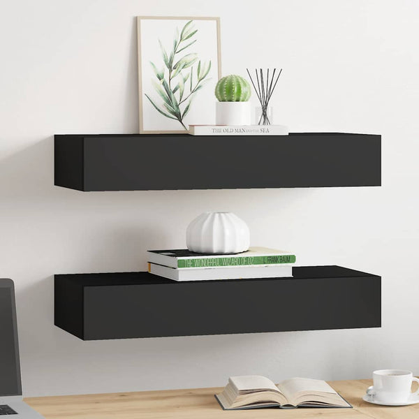 Schwarze Wandregale Czank 60x23,5x10cm (2 Stk. MDF)