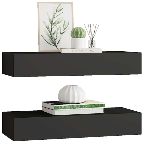 Schwarze Wandregale Czank 60x23,5x10cm (2 Stk. MDF)