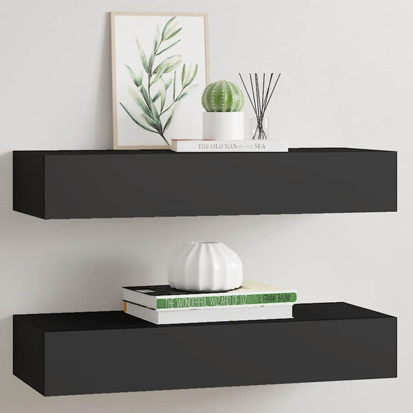 Schwarze Wandregale Czank 60x23,5x10cm (2 Stk. MDF)