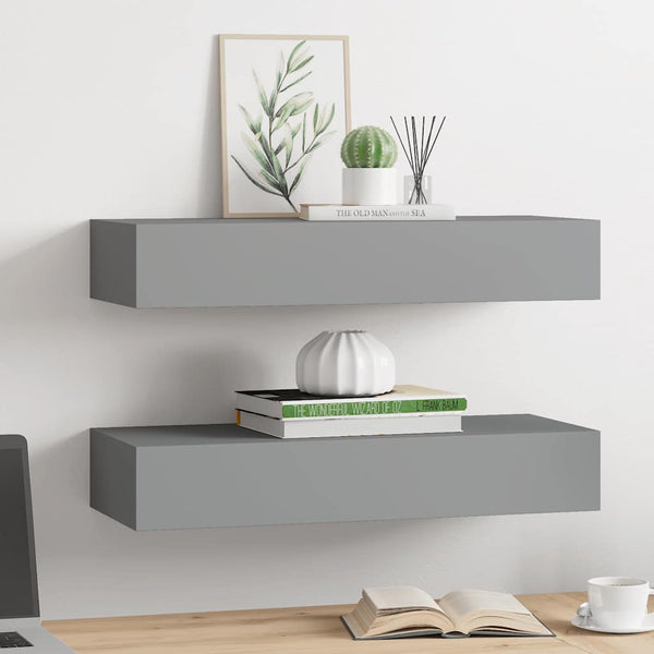 Graues Regal Czank 60x23,5x10cm (2 Stück MDF)