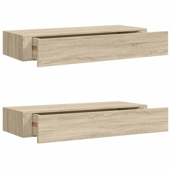 Wandregale Czank 60x23,5x10cm aus Eichenholz (2 Stk. MDF)
