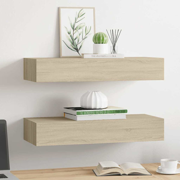 Wandregale Czank 60x23,5x10cm aus Eichenholz (2 Stk. MDF)