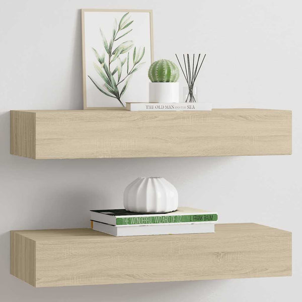 Wandregale Czank 60x23,5x10cm aus Eichenholz (2 Stk. MDF)