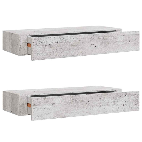 Wandregale Czank aus MDF, betongrau, 60x23,5x10cm (2 Stück)