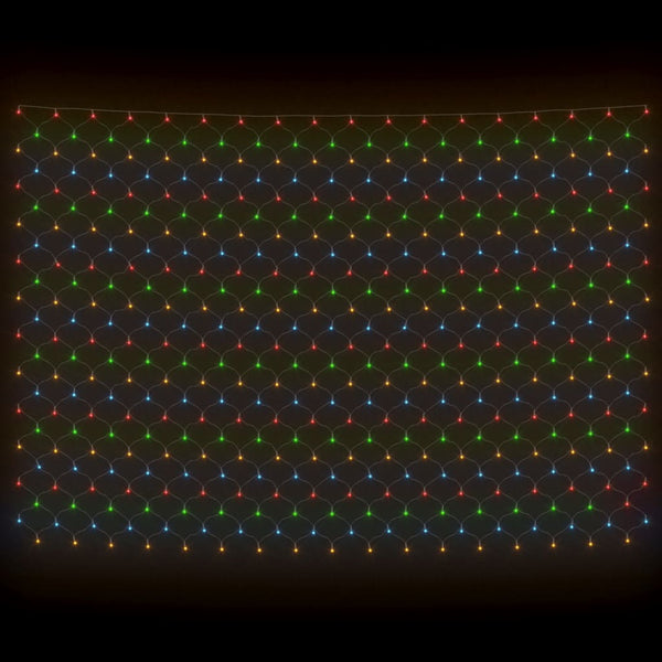 Farbenfrohes Weihnachtslichtnetz Ghiula 3x3 m (306 LED-Lichter für innen/außen)