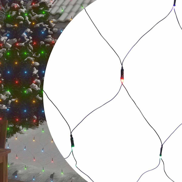 Farbenfrohes Weihnachtslichtnetz Ghiula 3x3 m (306 LED-Lichter für innen/außen)