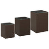 Braune Beistelltische Niko (3er Set Glasplatte Polyrattan)