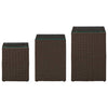 Braune Beistelltische Niko (3er Set Glasplatte Polyrattan)