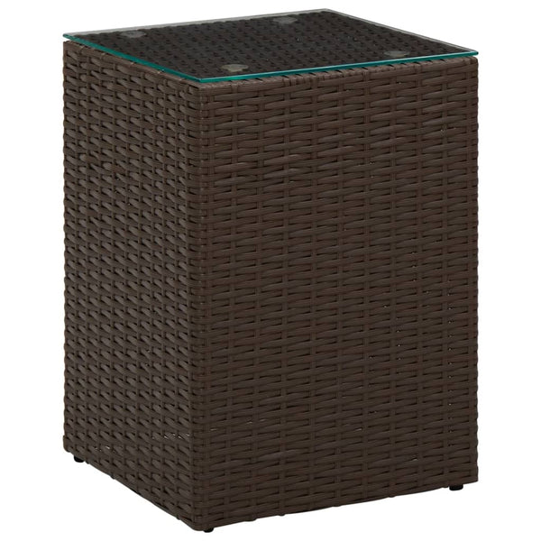 Braune Beistelltische Niko (3er Set Glasplatte Polyrattan)