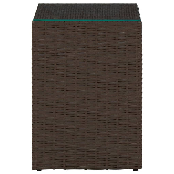 Braune Beistelltische Niko (3er Set Glasplatte Polyrattan)