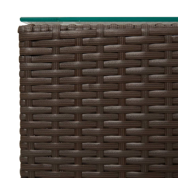 Braune Beistelltische Niko (3er Set Glasplatte Polyrattan)