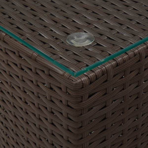 Braune Beistelltische Niko (3er Set Glasplatte Polyrattan)