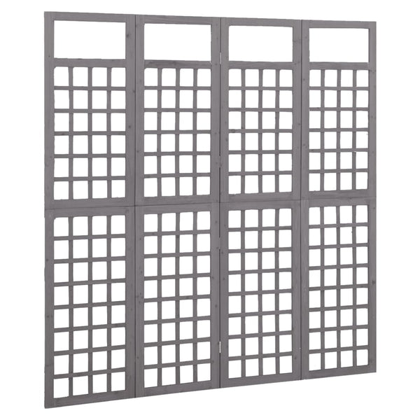 Grauer Raumteiler/Sichtschutz Chibura 161x180cm (4 Paneele Kiefer)