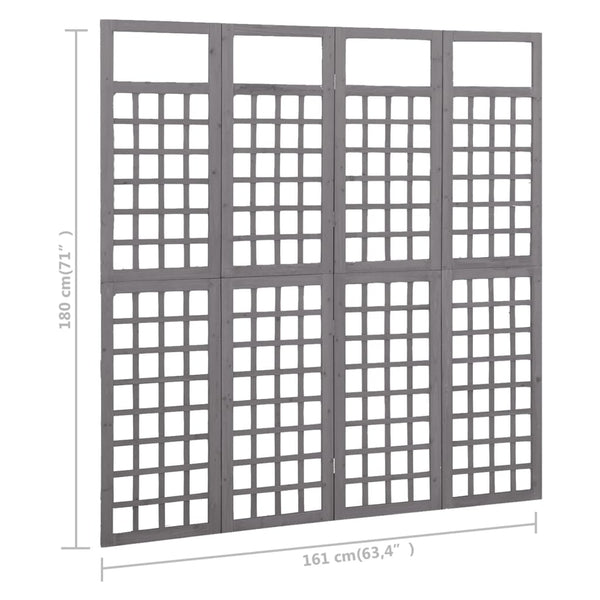 Grauer Raumteiler/Sichtschutz Chibura 161x180cm (4 Paneele Kiefer)