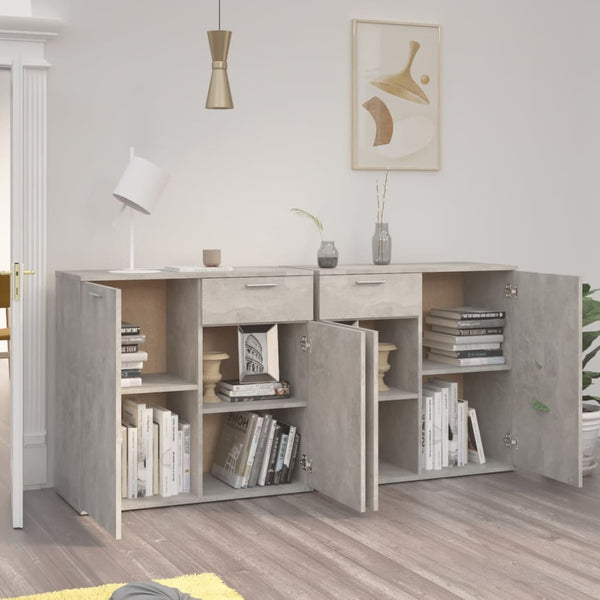 Betongraues Sideboard Bayko 160x36x75cm (Holz)