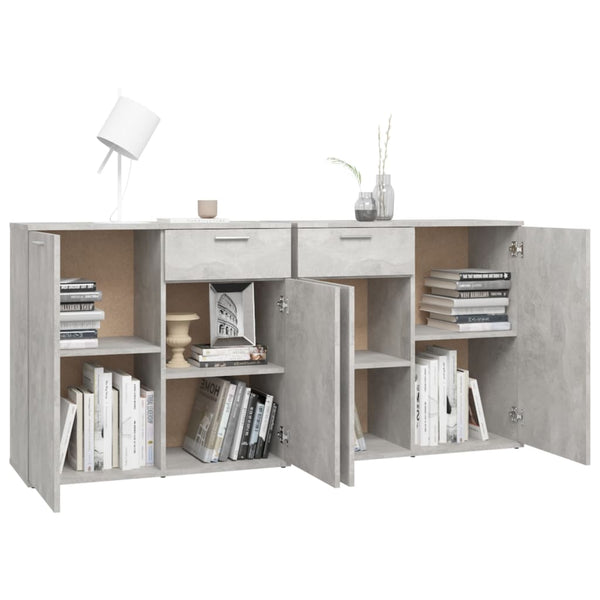 Betongraues Sideboard Bayko 160x36x75cm (Holz)