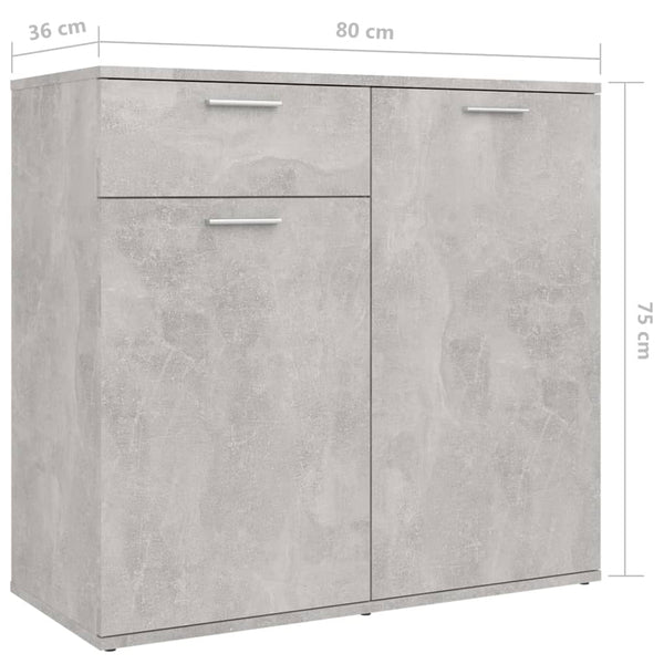 Betongraues Sideboard Bayko 160x36x75cm (Holz)