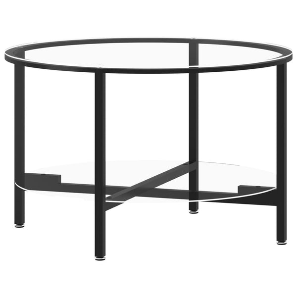 70 cm transparenter und schwarzer Teetisch Cristin (gehärtetes Glas)