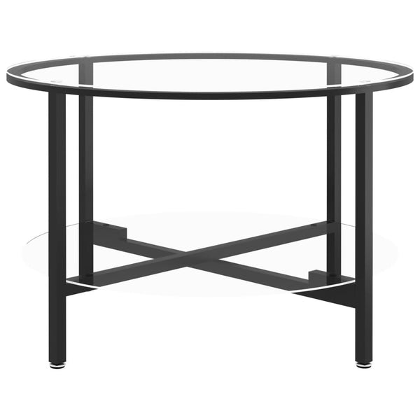 70 cm transparenter und schwarzer Teetisch Cristin (gehärtetes Glas)