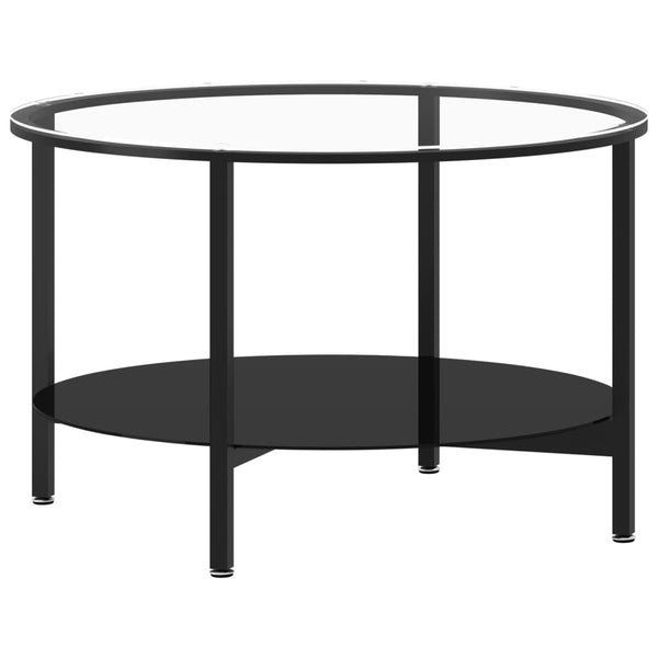 Cristin teepöytä 70 cm musta ja läpinäkyvä (karkaistu lasi)