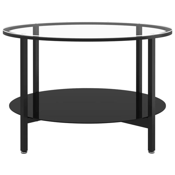 Cristin teepöytä 70 cm musta ja läpinäkyvä (karkaistu lasi)