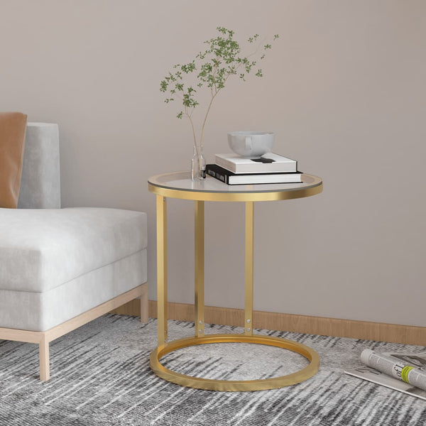 Goldener und transparenter Beistelltisch Ragan 45 cm (gehärtetes Glas)